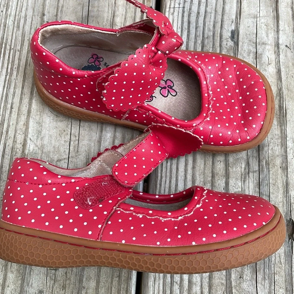 Livie & Luca Red Knotty Bow Mary Jane Shoes Little Girl Size 9